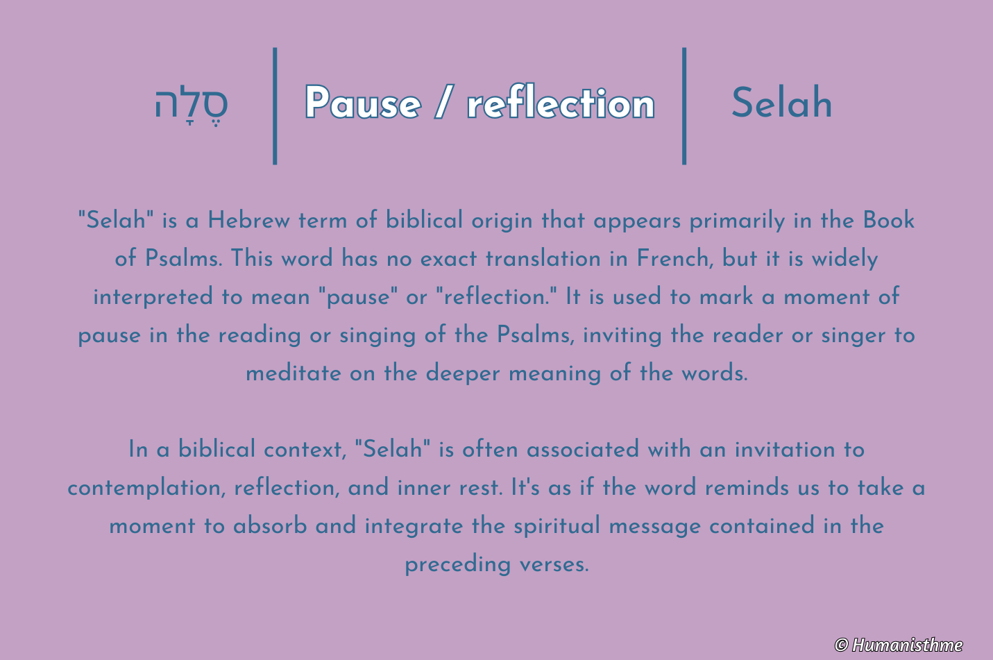 סֶלָה | Pause / Refléxion | Selah